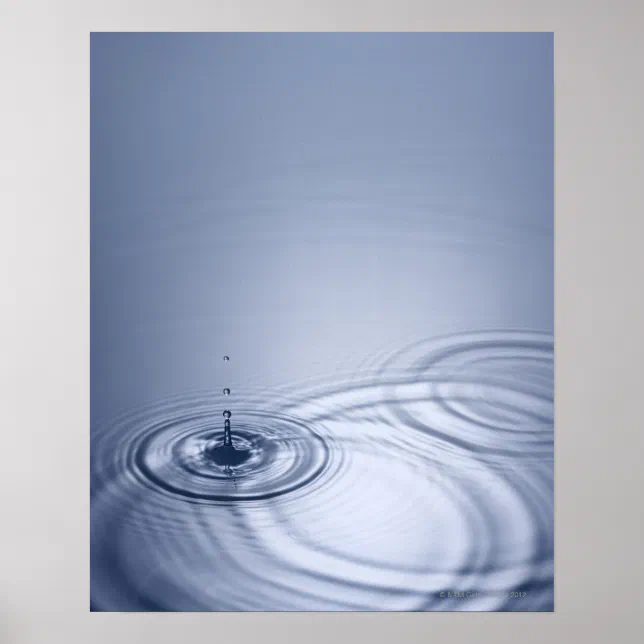 A single droplet of water falling into a calm poster | Zazzle