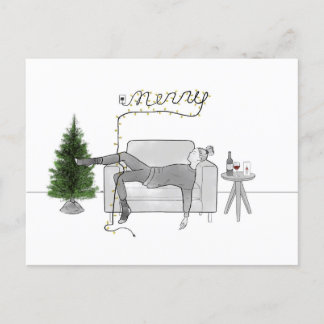 A Single Girl Christmas Holiday Postcard
