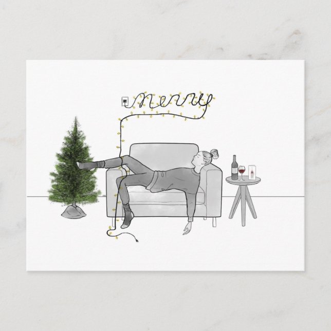 A Single Girl Christmas Holiday Postcard (Front)