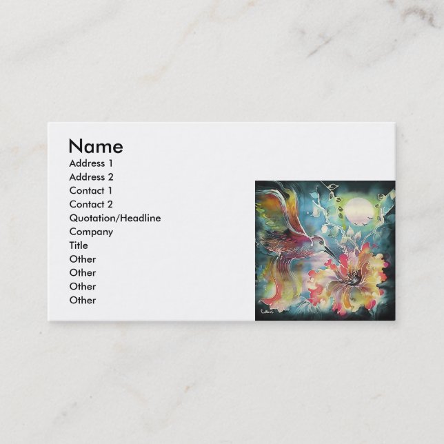A Single Hummingbird Business Card (Front)