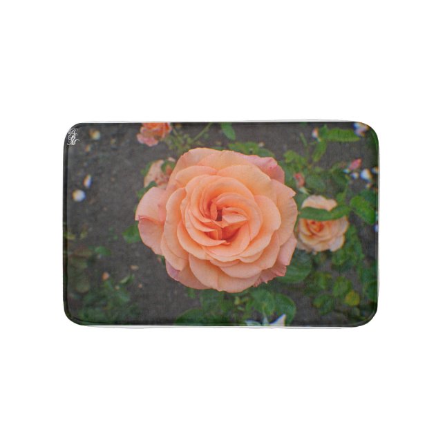 A Single Orange Flower Bath Mat (Front)