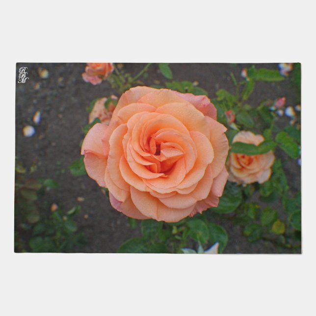 A Single Orange Flower Doormat (Front)