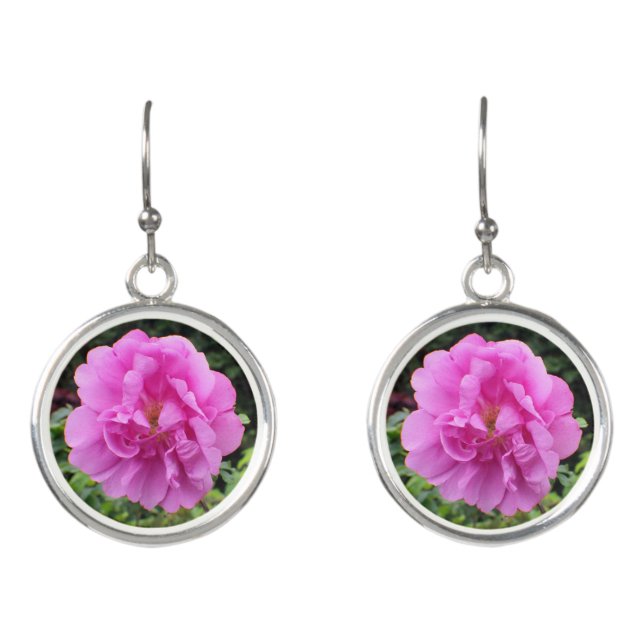 A Single Pink Flower Earrings (Front)