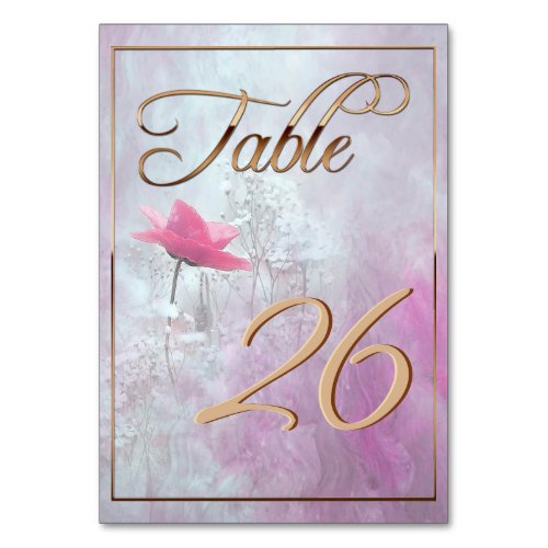 A Single Pink RoseGold Trim Table Number