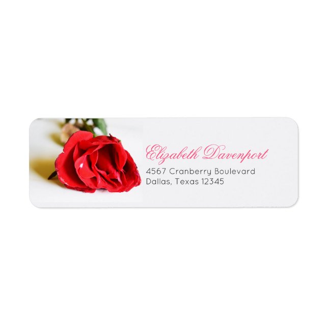 A Single Red Rose Minimalist Elegant Label (Front)