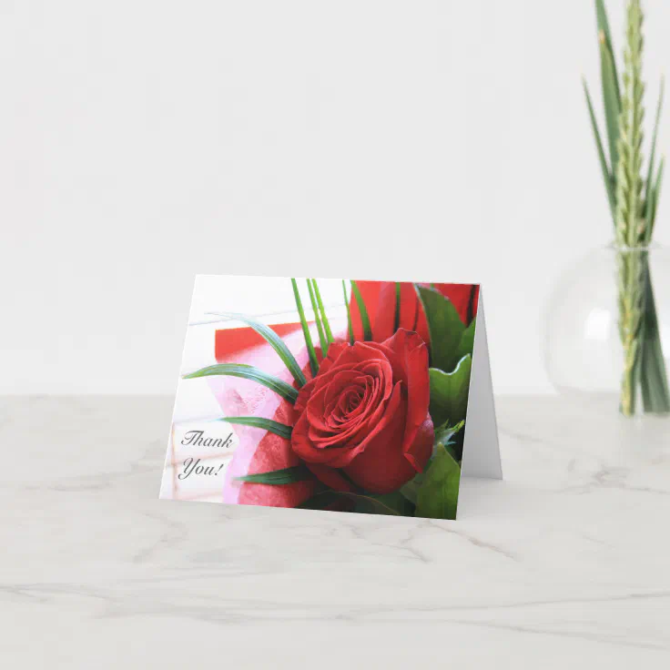 A Single Red Rose, Thank You Note Card | Zazzle