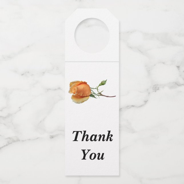 A single rose cutting   bottle hanger tag (Front)