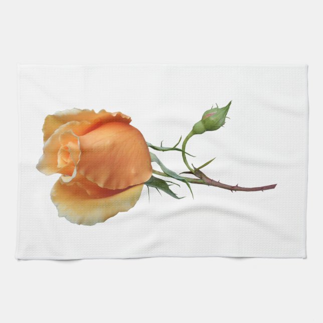 A single rose cutting     kitchen towel (Horizontal)