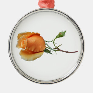 A single rose cutting       metal ornament