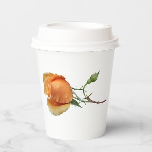 A single rose cutting       paper cups