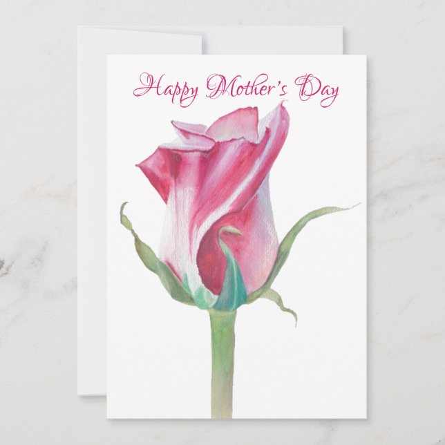 A Single Rose Flat Mother’s Day Card (Front)