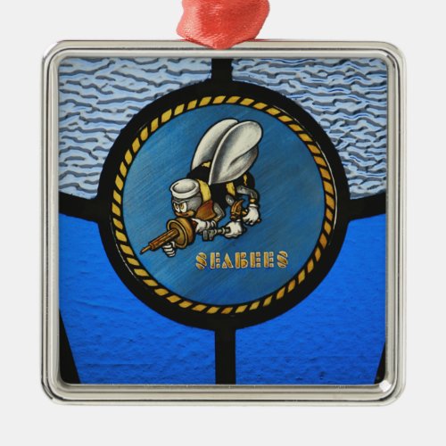 A single Seabee logo Metal Ornament