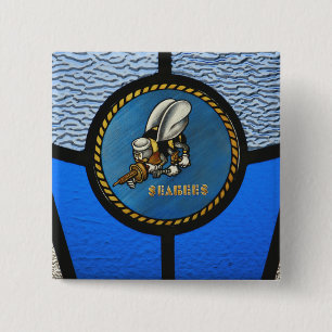 A single Seabee logo Pinback Button