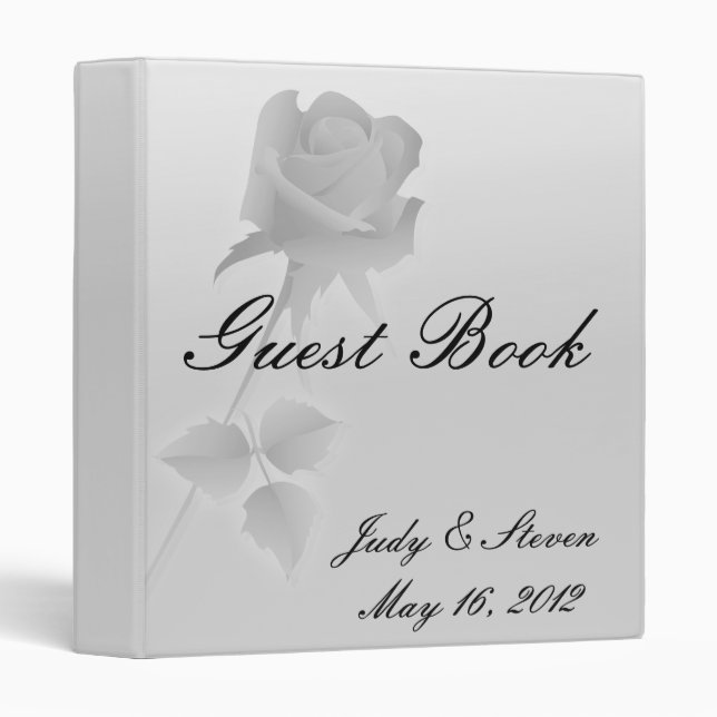 a single silent  gray rose design wedding binder (Front/Spine)