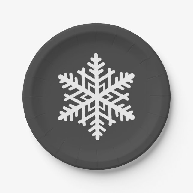 A Single Snowflake Paper Plates (Front)