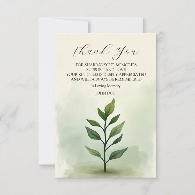A Single Stem of Leaves Thank You Card (Front)