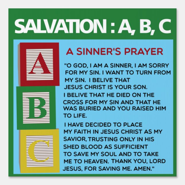 A Sinner's Prayer  Sign (Front)