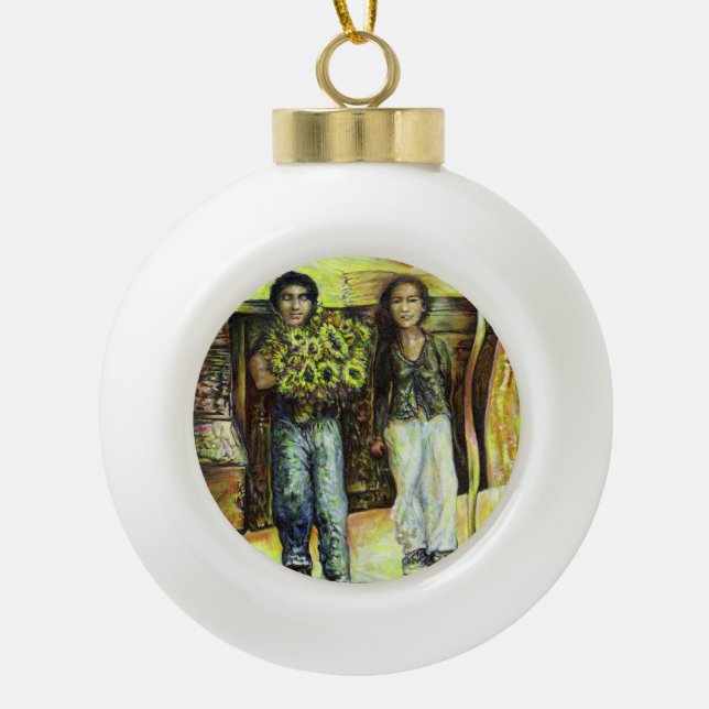 A Sistine ChapeI Phase of a ChaIIenge  Ceramic Ball Christmas Ornament (Front)