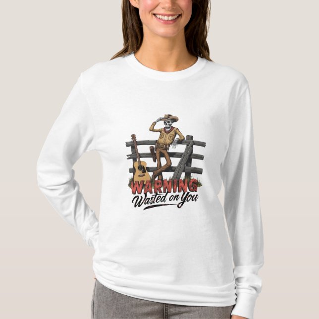 A skeletal cowboy tipping his hat T-Shirt (Front)