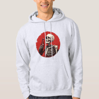 a skeleton drinking out of a beer bottle hoodie