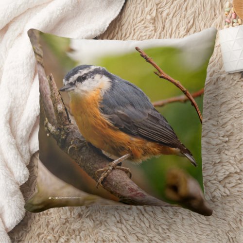 A Skeptical Red_Breasted Nuthatch Throw Pillow