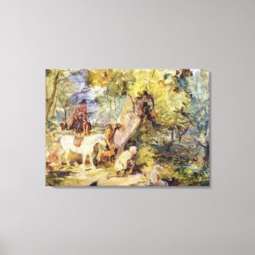 A Sketch for Foresters Stalking Deer oil over c Canvas Print