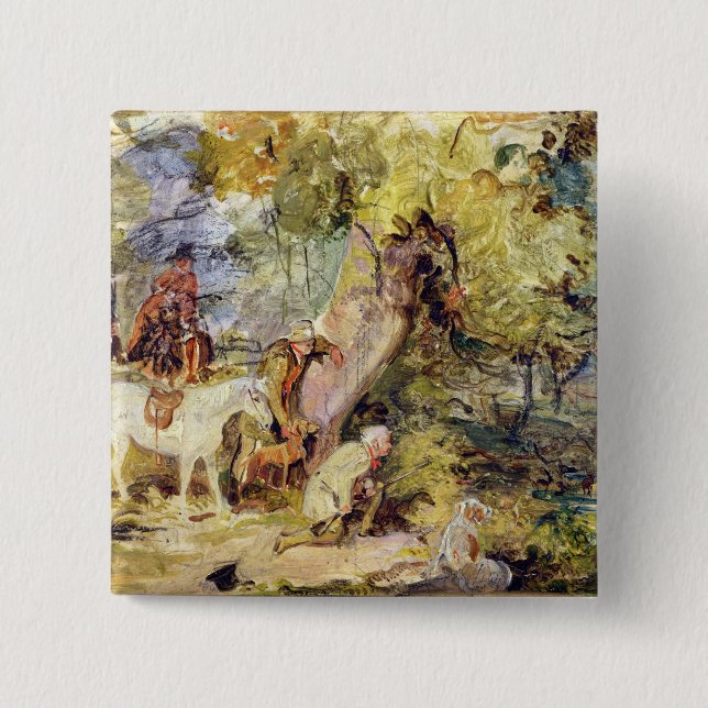 A Sketch for 'Foresters Stalking Deer' (oil over c Pinback Button (Front)