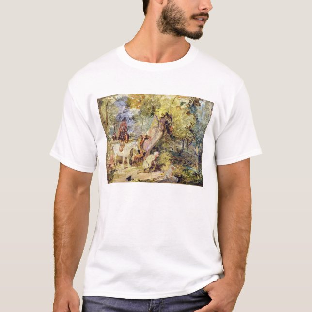A Sketch for 'Foresters Stalking Deer' (oil over c T-Shirt (Front)