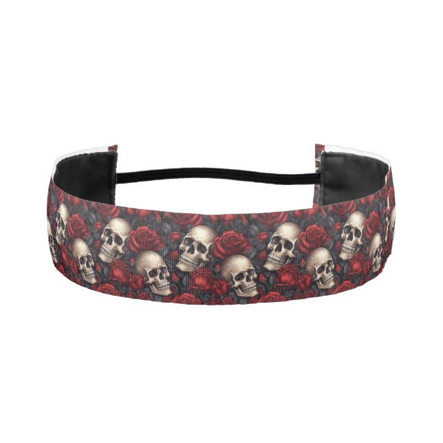 A Skull and Roses Series Design 10 Athletic Headband (Front)