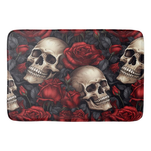 A Skull and Roses Series Design 10 Bath Mat (Front)