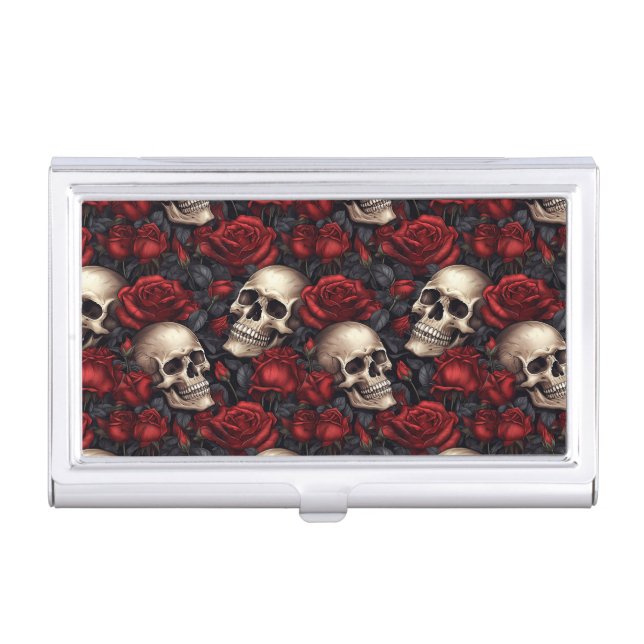 A Skull and Roses Series Design 10 Business Card Case (Front)
