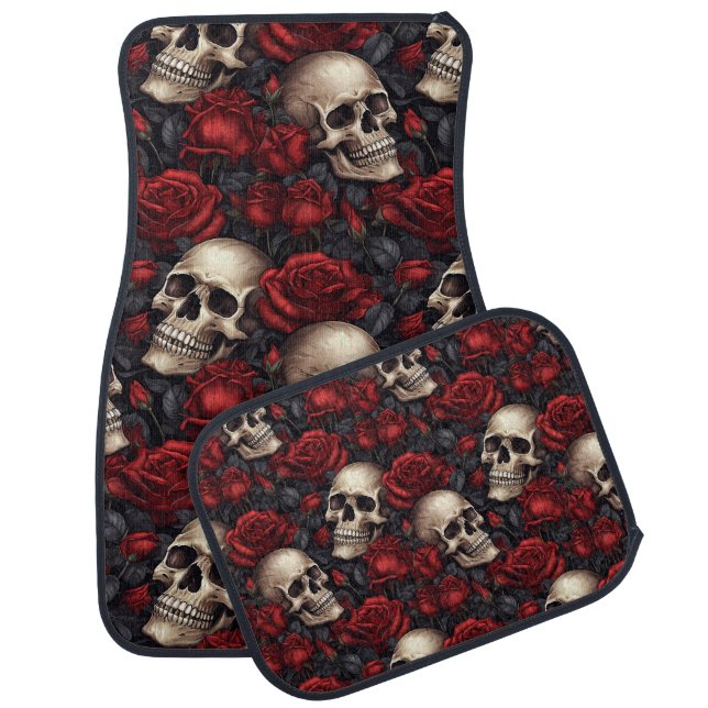 A Skull and Roses Series Design 10 Car Floor Mat (Set)