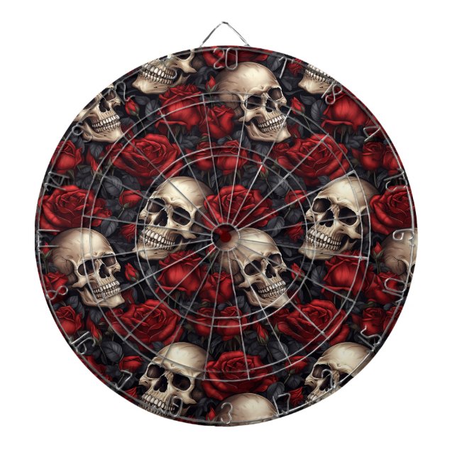 A Skull and Roses Series Design 10 Dart Board (Front)