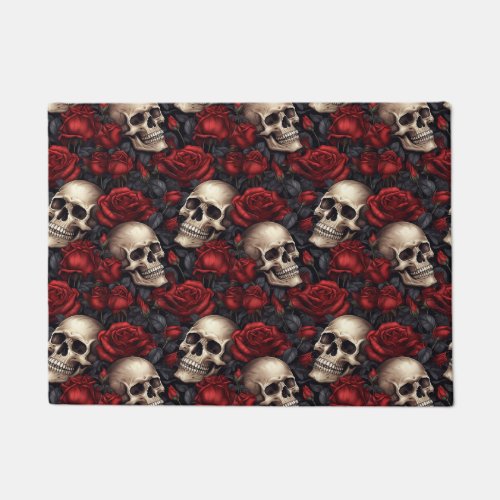 A Skull and Roses Series Design 10 Doormat