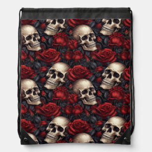 A Skull and Roses Series Design 10 Drawstring Bag