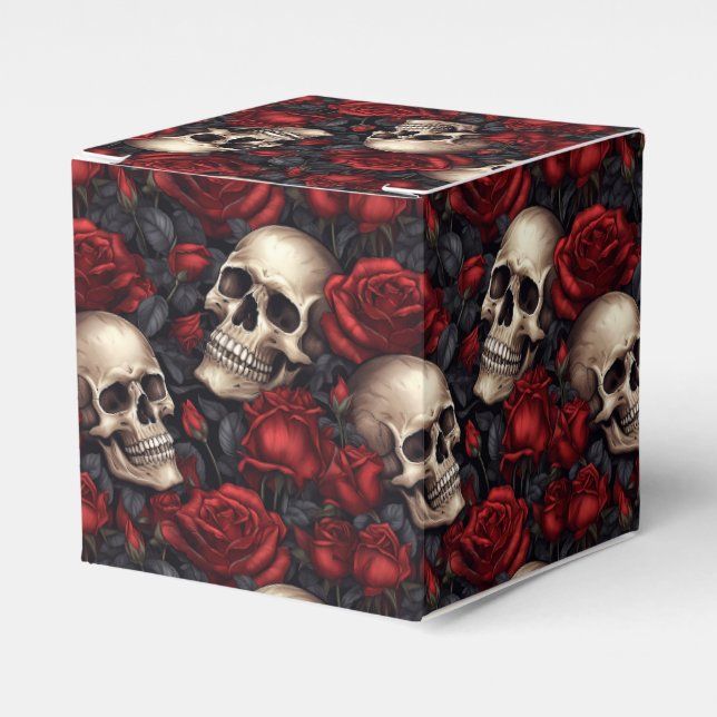 A Skull and Roses Series Design 10 Favor Boxes (Front Side)