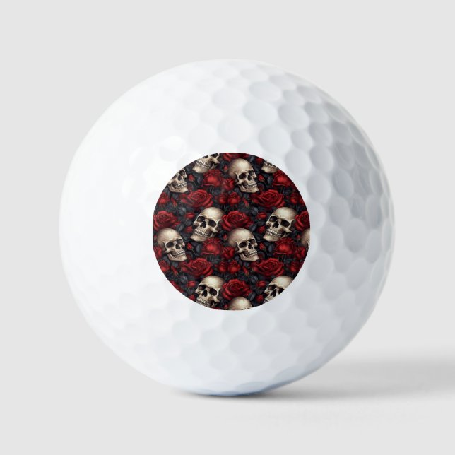 A Skull and Roses Series Design 10 Golf Balls (Front)
