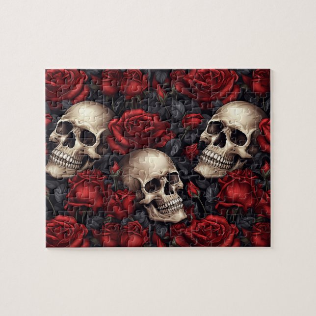 A Skull and Roses Series Design 10 Jigsaw Puzzle (Horizontal)