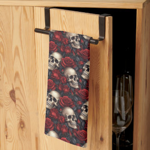 A Skull and Roses Series Design 10 Kitchen Towel