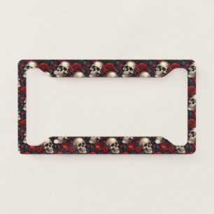 A Skull and Roses Series Design 10 License Plate Frame