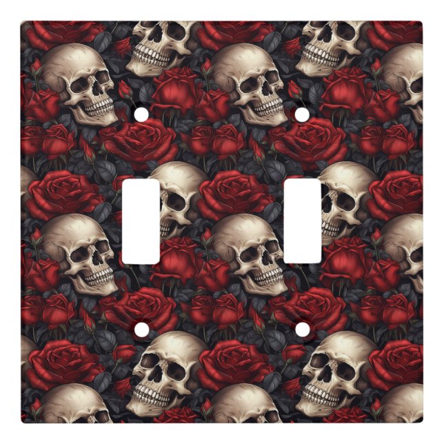 A Skull and Roses Series Design 10 Light Switch Cover (Front)
