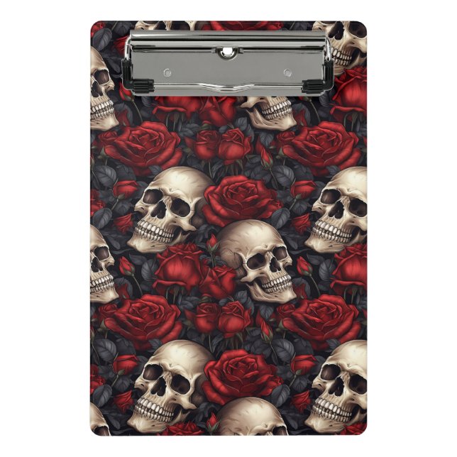 A Skull and Roses Series Design 10 Mini Clipboard (Front)