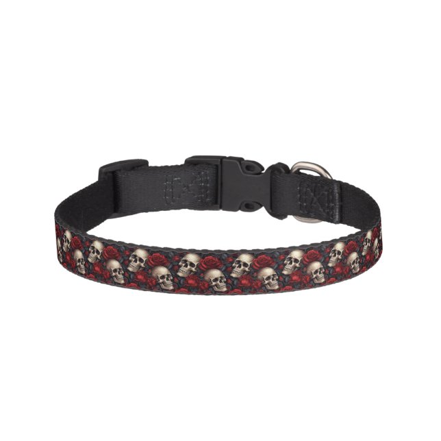 A Skull and Roses Series Design 10 Pet Collar (Front)