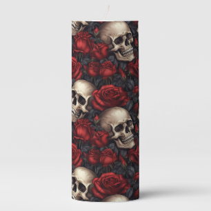 A Skull and Roses Series Design 10 Pillar Candle