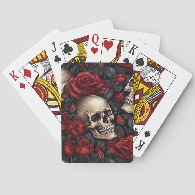A Skull and Roses Series Design 10 Poker Cards (Back)