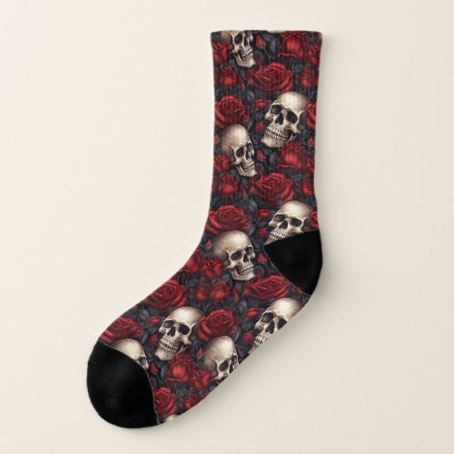 A Skull and Roses Series Design 10 Socks