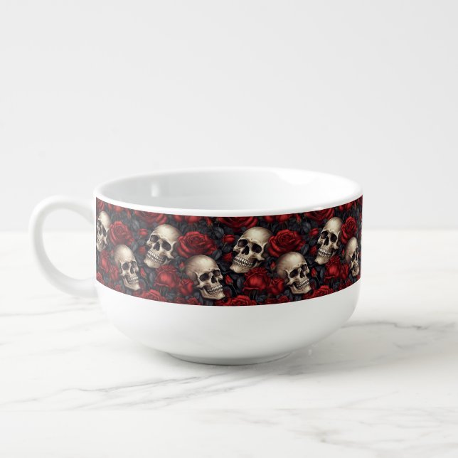 A Skull and Roses Series Design 10 Soup Mug (Right)