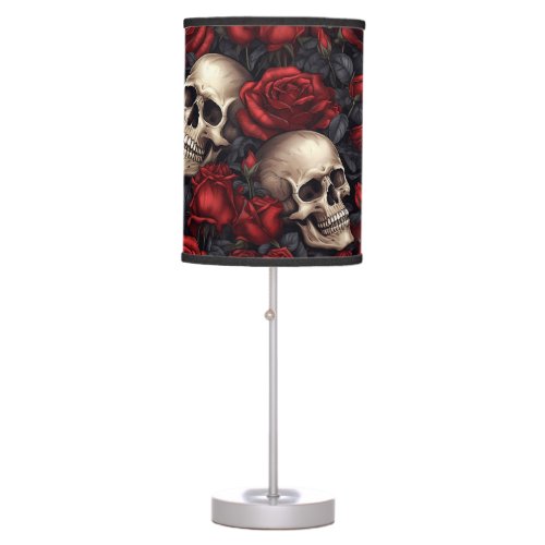 A Skull and Roses Series Design 10 Table Lamp