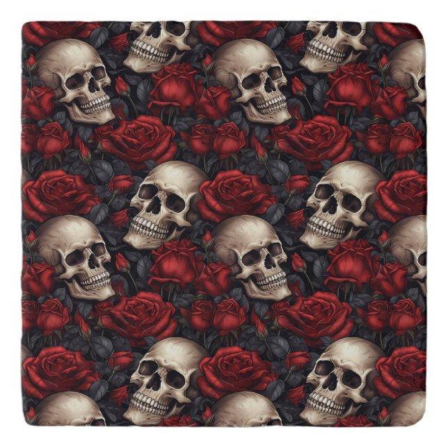 A Skull and Roses Series Design 10 Trivet (Front)