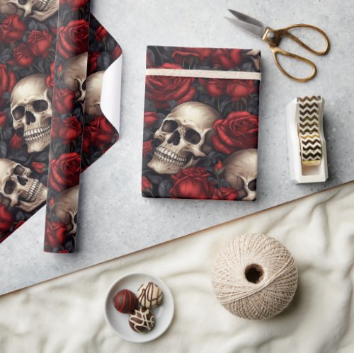 A Skull and Roses Series Design 10 Wrapping Paper